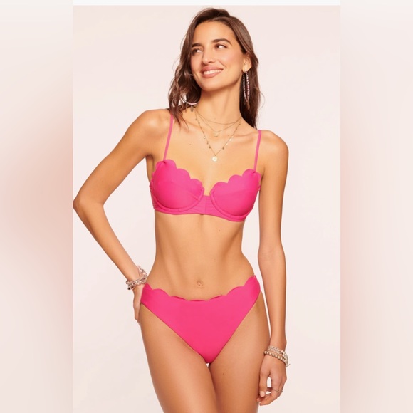 Ramy Brook Leyla Scalloped Underwire Bikini Top, Size Medium, $118
